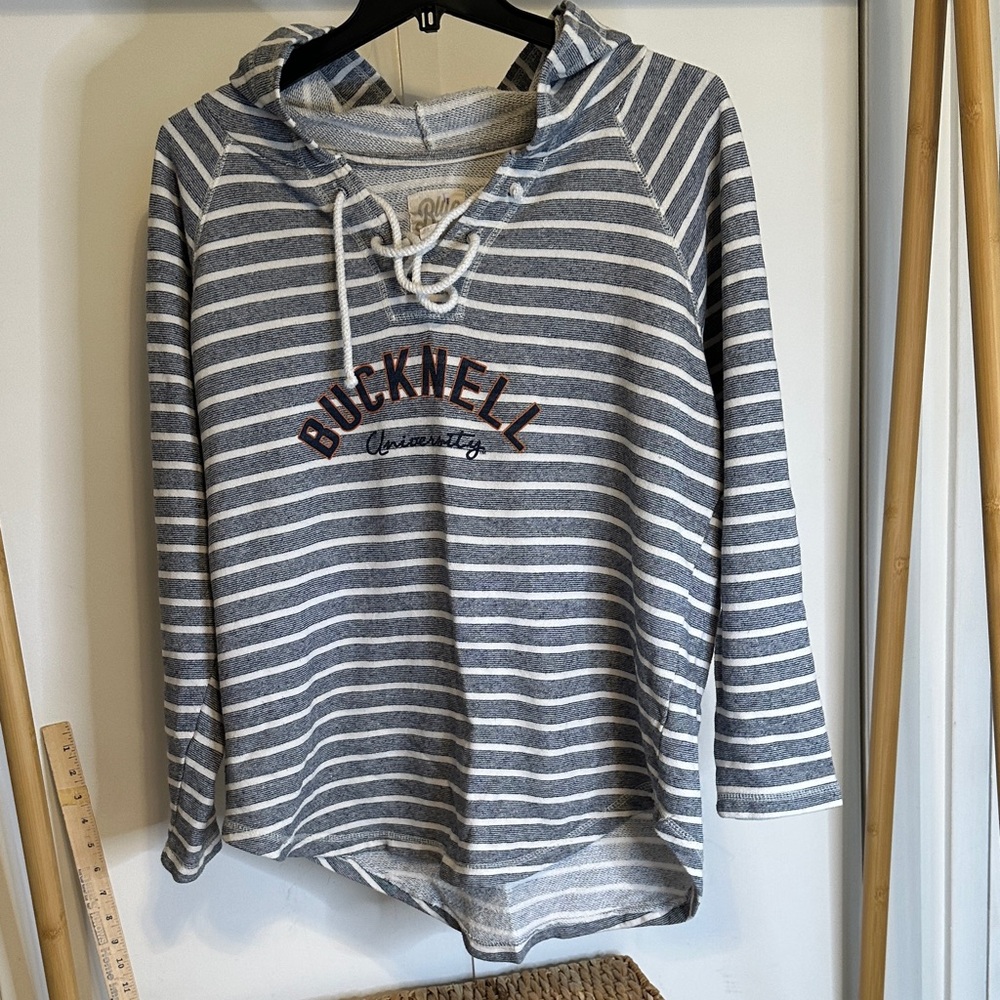 Blue 84 Navy & White‎ Striped Hooded Pullover Bucknell University
